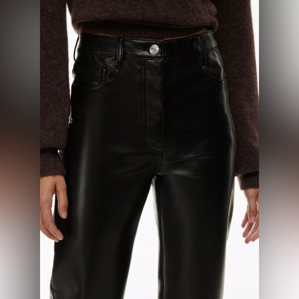 ARITZIA Wilfred The Melina Pant Black High Rise Straight Leg Faux Vegan Leather - Picture 4 of 16